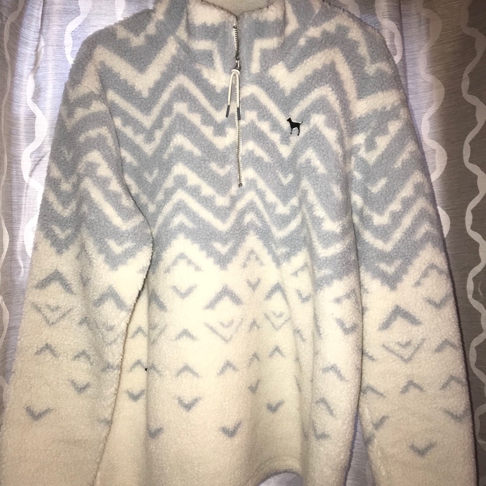 Pink brand sherpa 1/4 zip size med